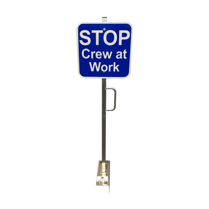 48in Magnetic Flag w/ 12x12 Blue Stop Crew at Work Sign, HIP reflectiv ...